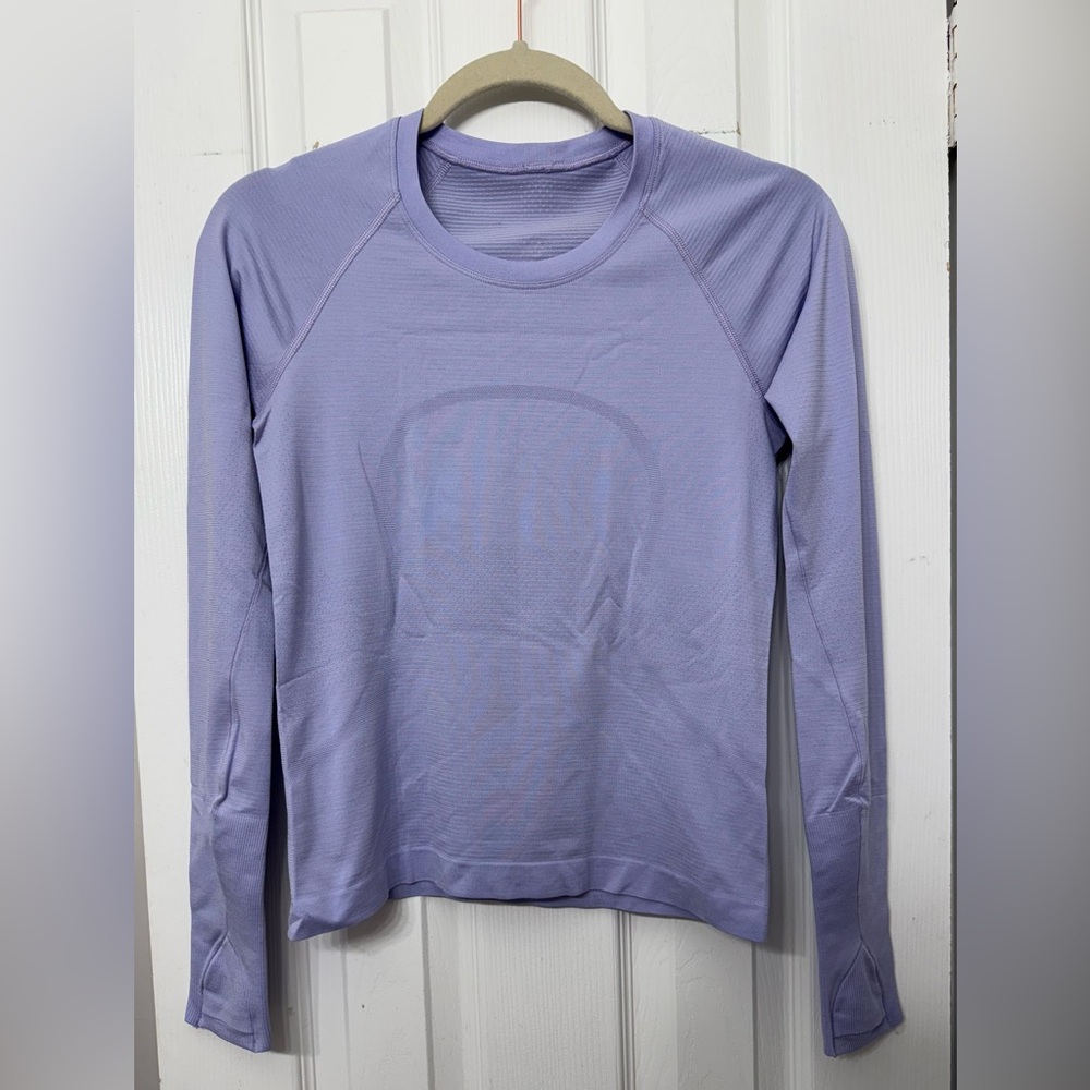 Lululemon swiftly tech long sleeve race length lilac smoke/lilac smoke size 6